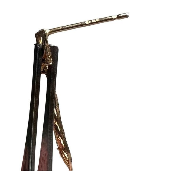 14k Yellow Gold Filigree Retro Dangle Geometric Pop Art  1.3g Drop Dangle Earrin - Picture 15 of 16